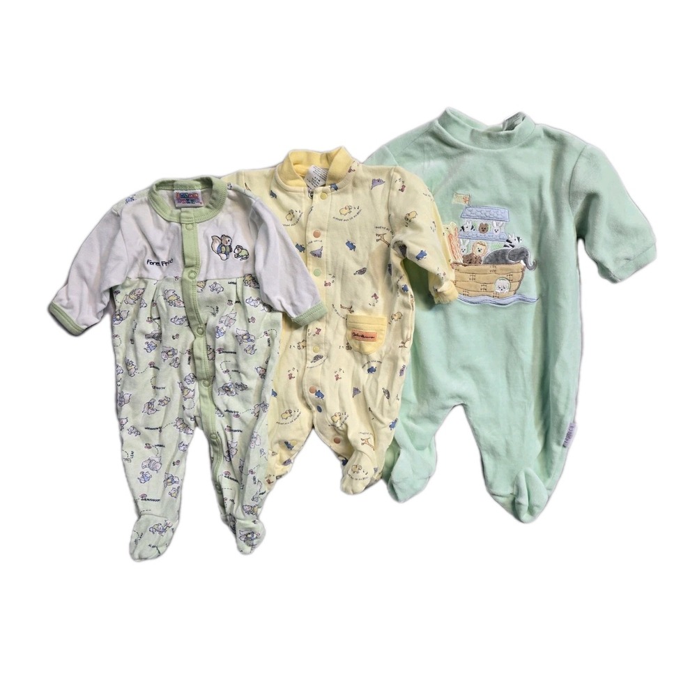 Carter's Tapioca  Baby Unisex Romper One Piece 0-3 Months YellowGreen Noah's Ark